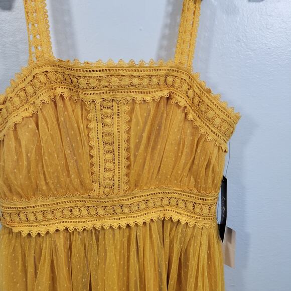 Lulus Forever Love Golden Yellow Swiss Dot Sleeveless Dress Size S 122925-2Clo2 - Picture 3 of 9